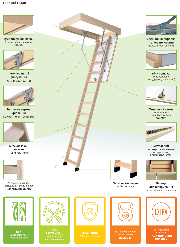 Лестница на чердак Bukwood Compact St 120x70