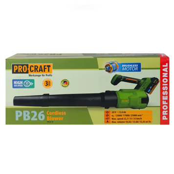 Акумуляторна повітродувка Procraft PB26 (без АКБ) 030365 фото