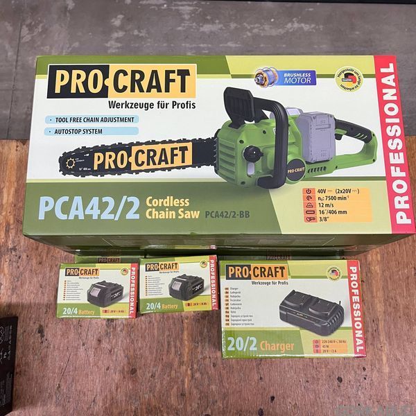 Акумуляторна ланцюгова пила Procraft PCA42/2 (з 2 АКБ 4А) 030422_1 фото