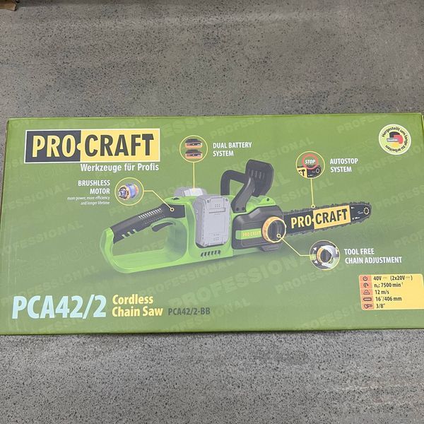 Акумуляторна ланцюгова пила Procraft PCA42/2 (з 2 АКБ 4А) 030422_1 фото