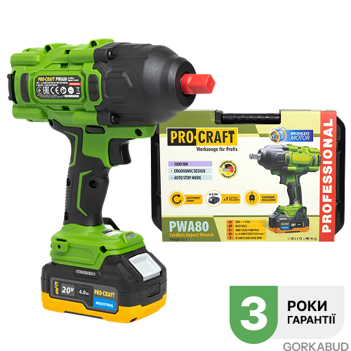 Гайковерт акумуляторний Procraft PWA80 в кейсі (з АКБ) 030801 фото