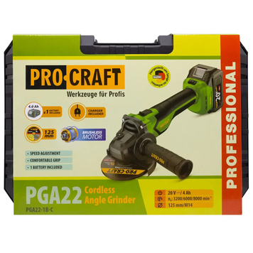 Аккумуляторная болгарка Procraft PGA22 (Без АКБ) Кейс 030273 фото