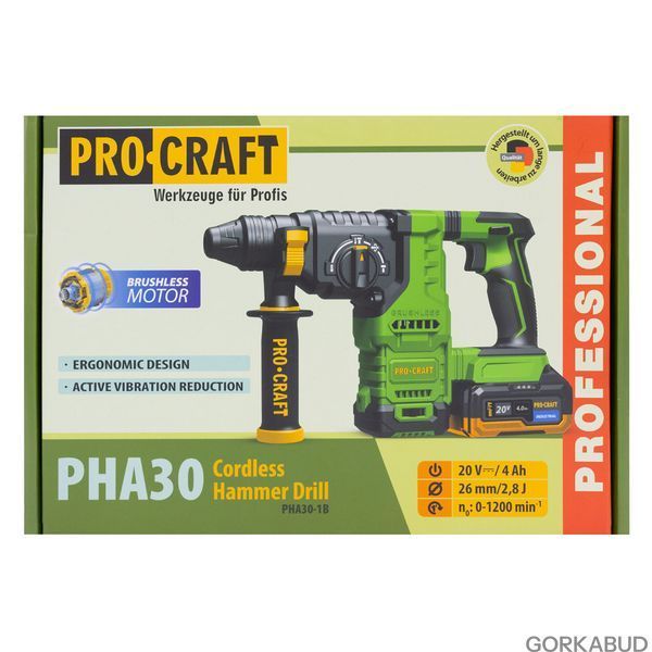Перфоратор акумуляторний Procraft PHA30 (1 АКБ) 030034 фото