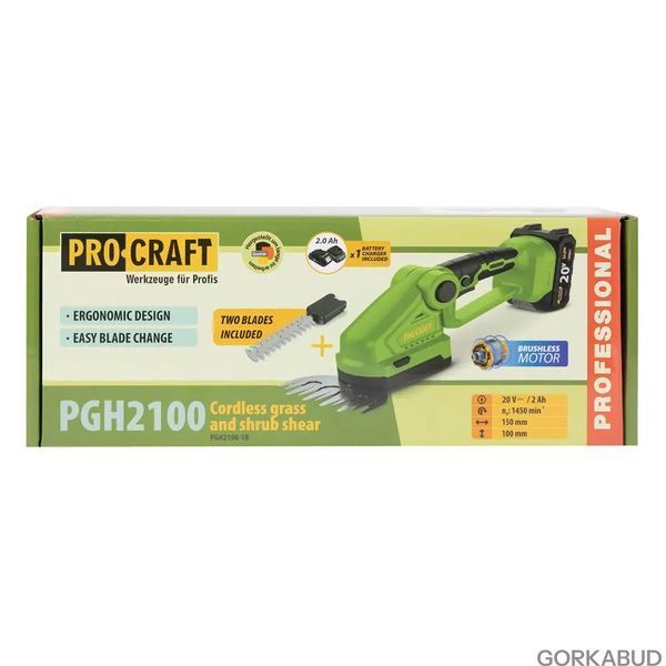 Підрізувач трави та кущоріз акумуляторний Procraft PGH2100 021010 фото
